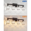 image:imageVOLISUN Crystal Vanity Lights for Bathroom 5 Light Bathroom Vanity Light Modern Stainless Steel Bathrooms Lights Over Mirror Chrome Bathrooms Lights FixturesUL CertificatedExclude BulbBlack