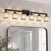 image:imageVOLISUN Crystal Vanity Lights for Bathroom 5 Light Bathroom Vanity Light Modern Stainless Steel Bathrooms Lights Over Mirror Chrome Bathrooms Lights FixturesUL CertificatedExclude BulbBlack