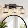 image:imageVOLISUN Crystal Vanity Lights for Bathroom 5 Light Bathroom Vanity Light Modern Stainless Steel Bathrooms Lights Over Mirror Chrome Bathrooms Lights FixturesUL CertificatedExclude BulbBlack