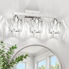 image:imageVOLISUN Crystal Vanity Lights for Bathroom 5 Light Bathroom Vanity Light Modern Stainless Steel Bathrooms Lights Over Mirror Chrome Bathrooms Lights FixturesUL CertificatedExclude BulbChrome